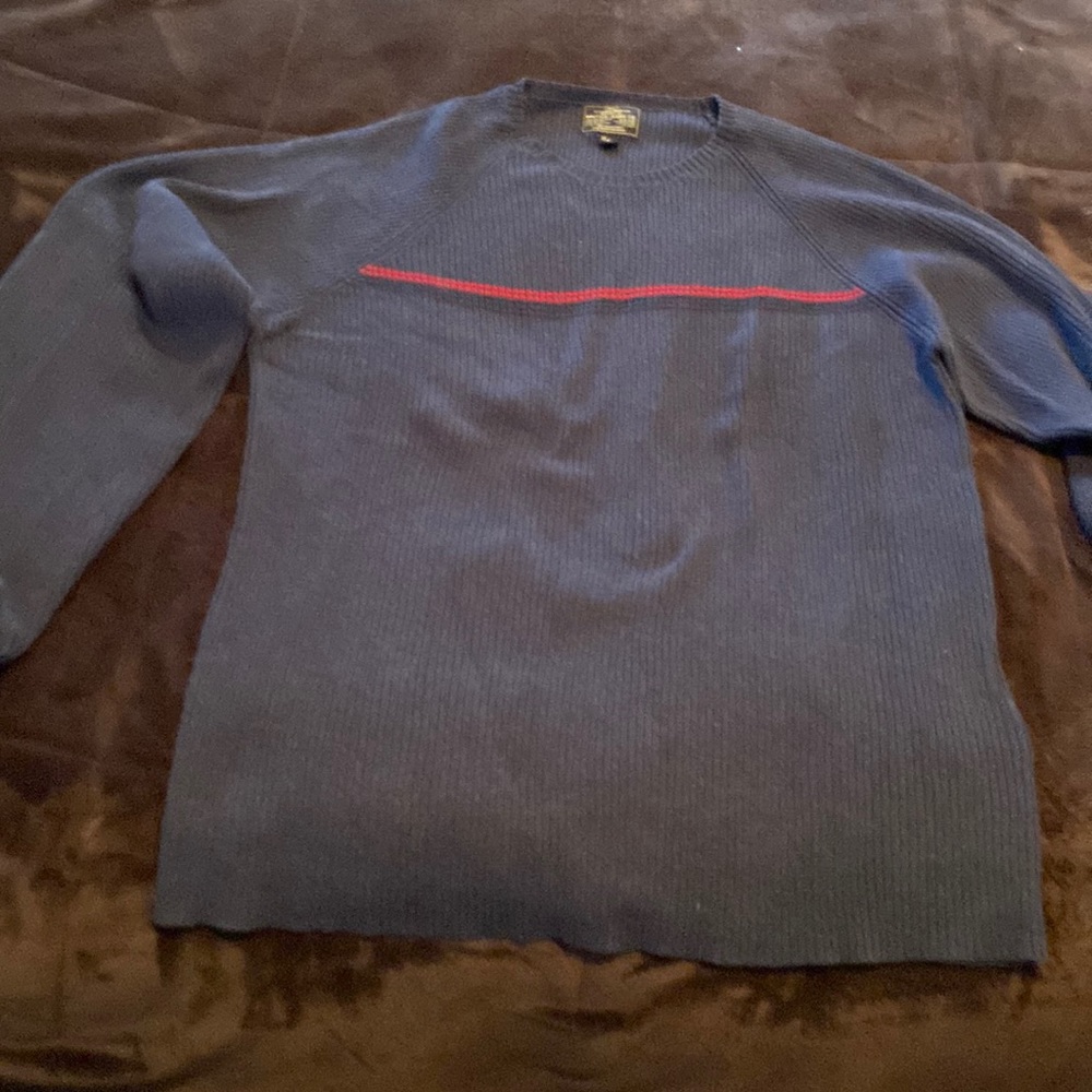 XXL Nautica jean’s company sweater; blue with red and black stripes across chest